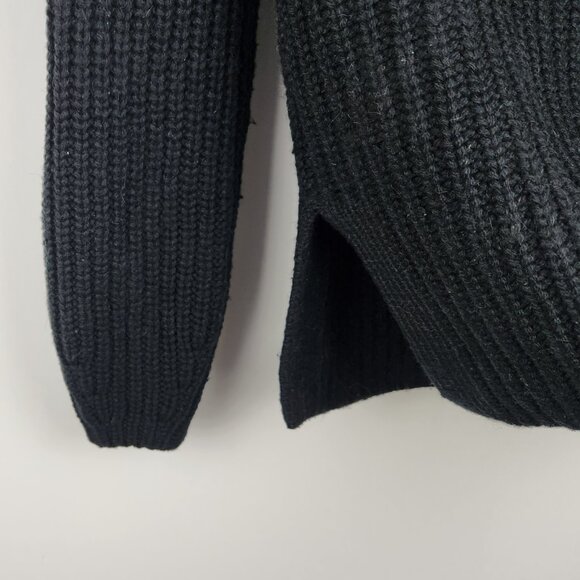 Pure Collection Wool Alpaca Blend Chunky Ribbed Knit V-Neck Sweater sz 4 - Picture 3 of 7